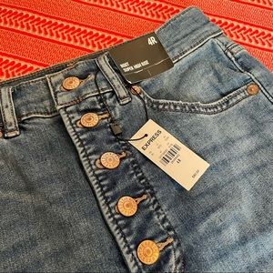 NEW Express 4 Regular Bootcut 5 Button Super High Rise Med Light Denim JeanS